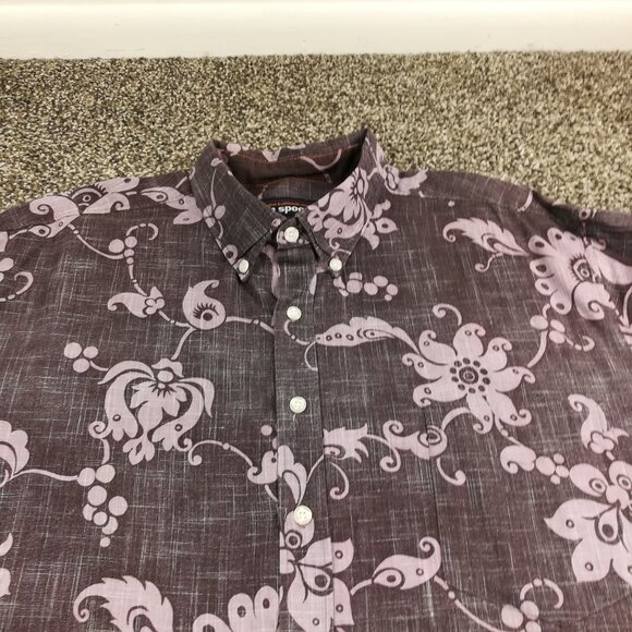 Reyn Spooner Shirt Linen Blend Hawaiian Paisley Floral Button Up Mens 2XL